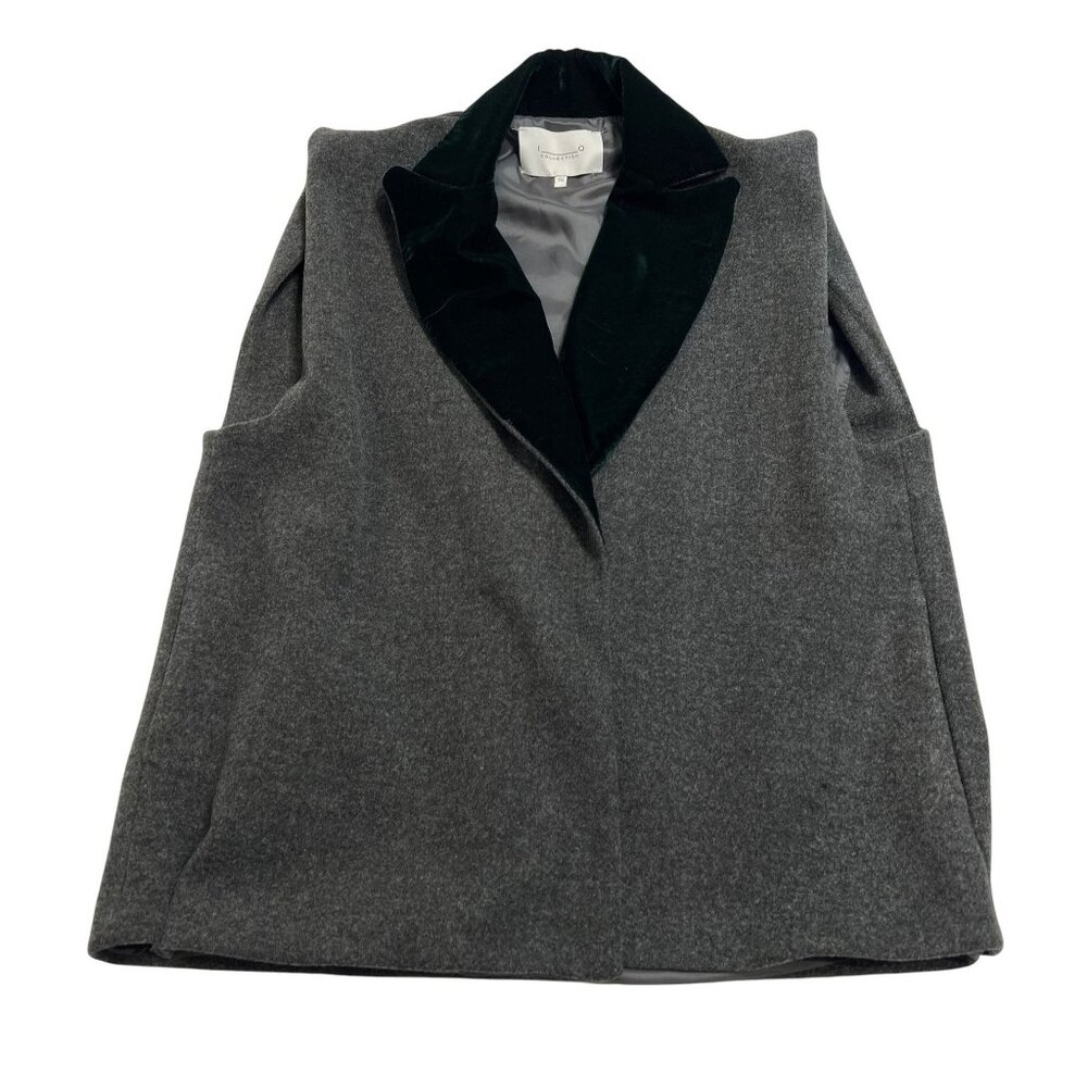 IQ Collection Grey Vest with Green Velvet Trim
